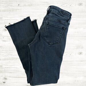 Vigoss Boot Cut Frayed Hem Jeans Size 24 Mid Rise Dark Grey/Black